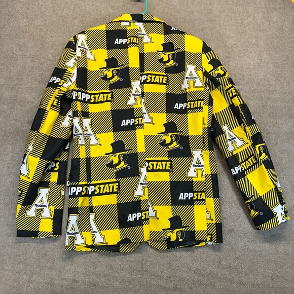 Appalachian State Blazer Jacket Size Small Gold Black Plaid AOP Yosef Top Drawer - Picture 10 of 11
